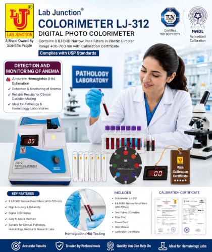Image of Colorimeter LJ-312 Digital Photo Colorimeter contains 8 ILFORD Narrow Pass Filters in Plastic Circular Range 400-700 nm with Calibration Certificate complies with USP Standards