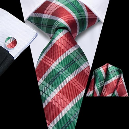 Image of Dubulle Mens Paisley Striped Tie Woven Necktie for Men and Handkerchief Cufflinks Set Wedding Formal Business
