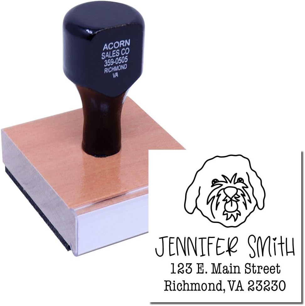 Square Cavapoo Dog Face Outline Name and Address Stamp, Uses Stamp Pad, Dog Address Stamp, Cavapoo Address Stamp, Size 1-5/8"