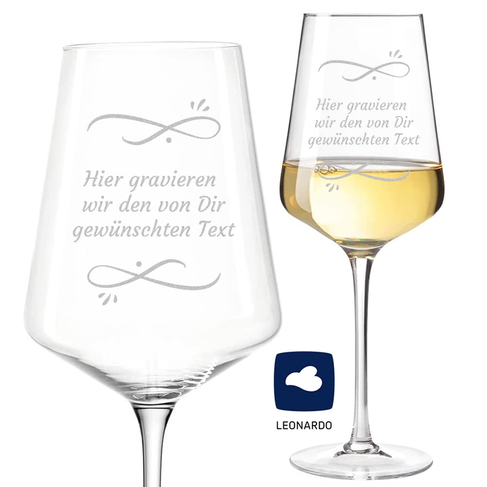 polar-effekt Leonardo Puccini Weinglas mit Gravur des Namens – Wein-Glas 560 ml Geschenkidee - Motiv Wunschtext - Wine Glass - mit eigener Botschaft - Weihnachten - Weißwein, Rotwein