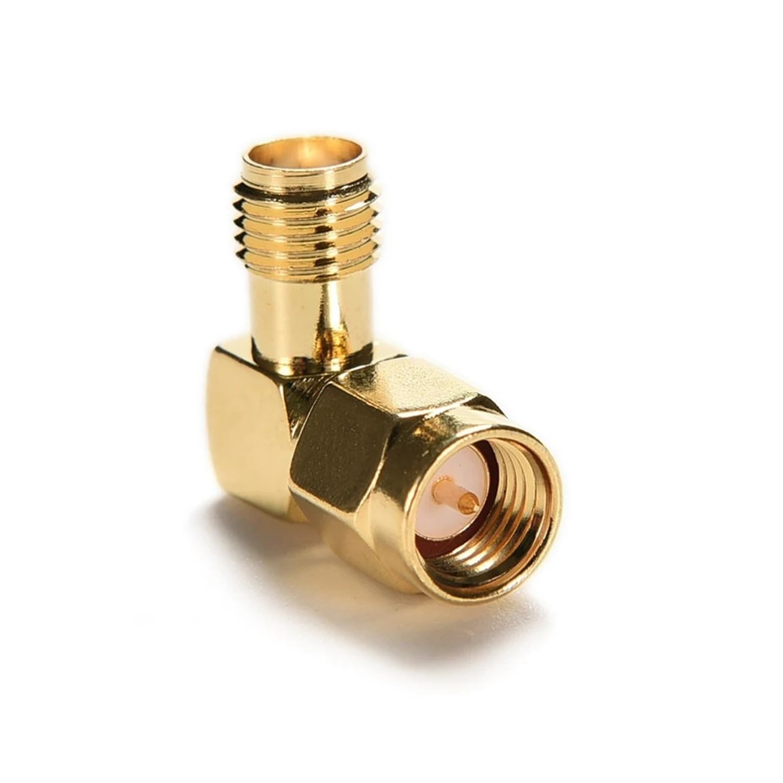 Adaptateur coaxial RF SMA femelle vers SMA mâle à angle droit 90 degrés 50 ohms plaqué or