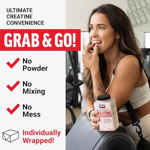 Image of Force Factor Legendary Creatine Chews, 5g Creatine Monohydrate, Build Muscle, Improve Strength & Recovery, Support Memory & Cognitive Function, Sugar Free, Berry Blast, 60 Soft Chews