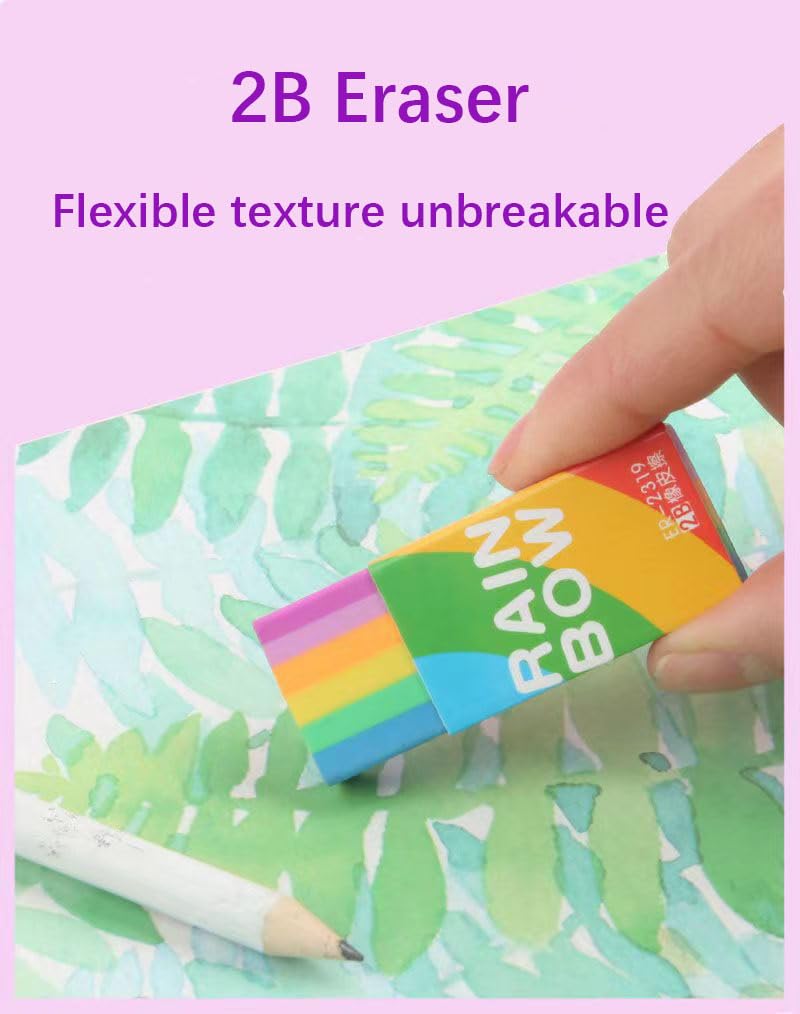 Rainbow Erasers 6PCS Stocking Stuffers Cute Rubber Decoration Accessory Pencil Erasers Nice Gift (Random Color) (6PCS)