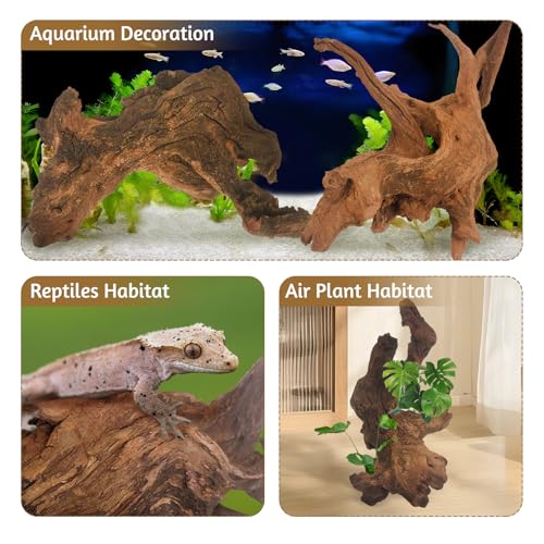 Image of kathson Natural Aquarium Driftwood Decoration Branches Reptiles Terrarium Ornament Wood Fish Tank Habitat Decor Assorted Sizes Wood 4 PCS (6 inch-10 inch)