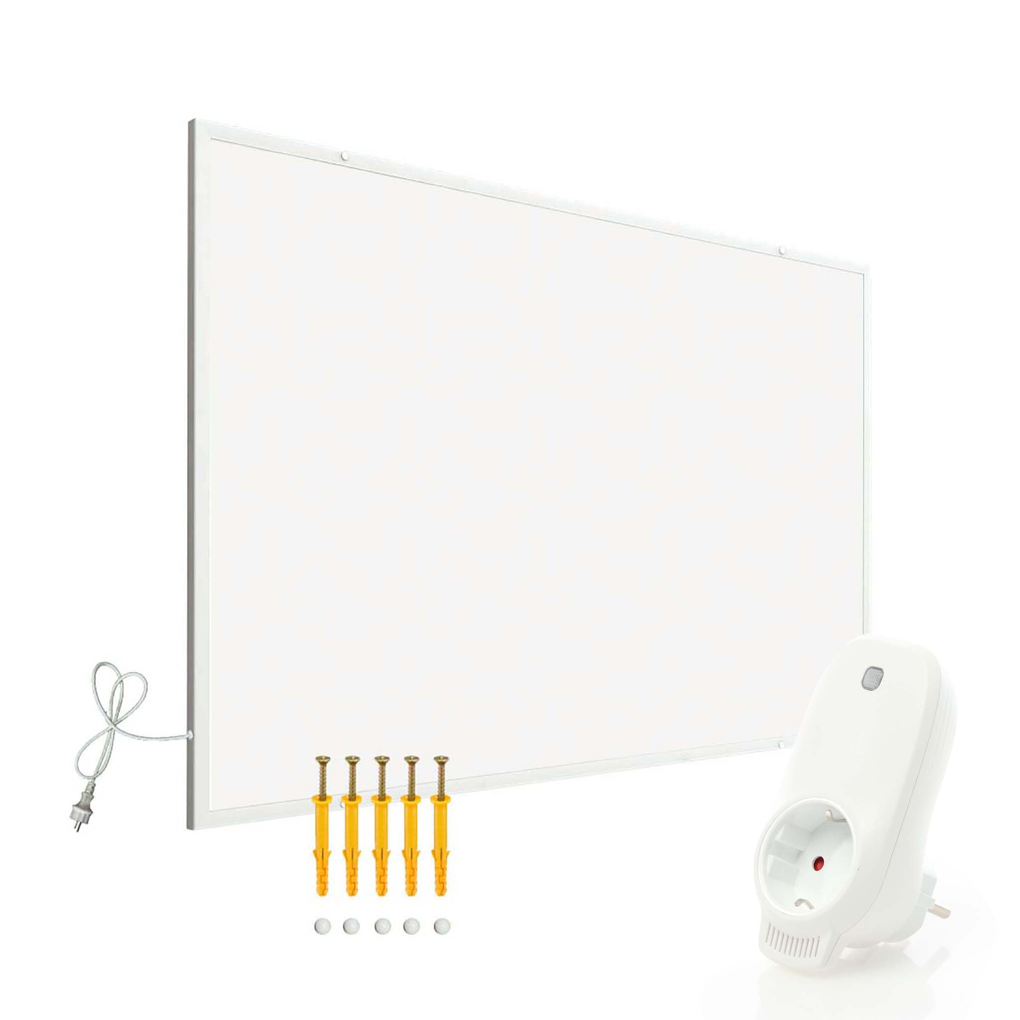 Wiltec Set Pannello radiante a infrarossi 400W 720x620x15 mm e Termostato, Riscaldamento IR