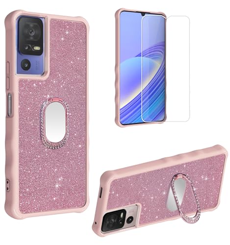 Protection TCL 40 XL coque cuir antichoc Lively Smart 4 avec film écran verre et bague 360
