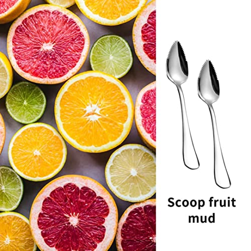 Grapefruit lepels zilveren roestvrij staal half gekartelde fruit dessert snijsters 2 stks voor doe -het -zelf - Image 4