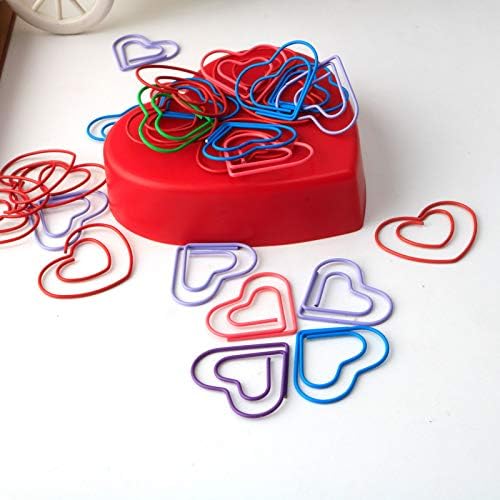Paquete de 60 clips de papel divertidos con forma de corazón creativo, multicolor, ideal para coleccionistas, marcadores, soporte para documentos,