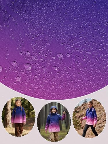 SERENYOU Regenjacken Mädchen Übergangsjacke Fleecegefütterte Windjacke Abnehmbare Kapuze Regenmantel Größe 150 Violett