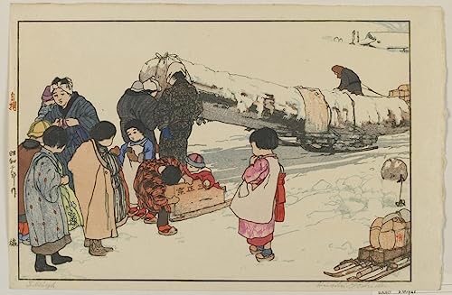 Tableau Traîneau Hiroshi Yoshida pour une décoration chambre zen et vintage