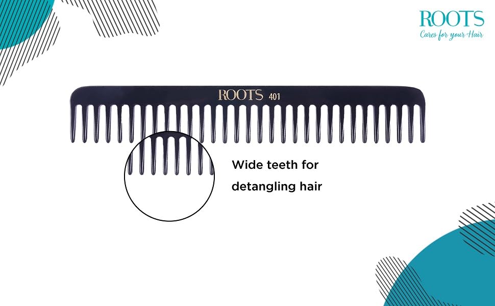 Image of ROOTS - Professional Hair Cutting Comb | Wide Teeth | Salon Grade - For Men & Women | Ideal for Sectioning, Hair Partition & Colouring | Round Teeth prevent Hair & Scalp Damage | Model No. 401
