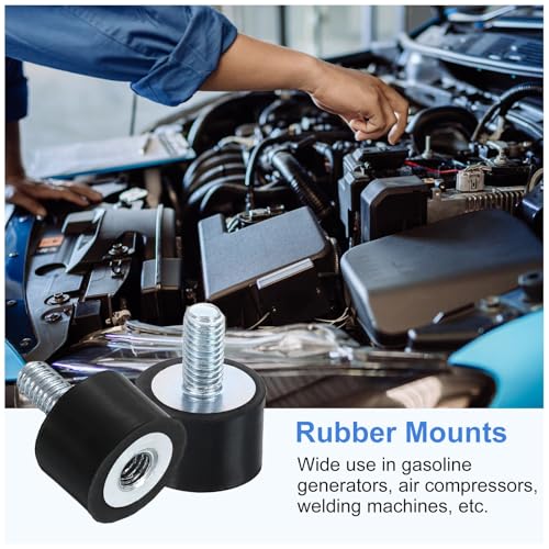 QUARKZMAN 4 Stück Gummipuffer M5x10mm, 15x10mm Gummifuß Naturgummi Mit Schraube Verzinkter Stahl Antivibrationspuffer für Luftkompressoren Pumpen Motoren Industriemaschinen