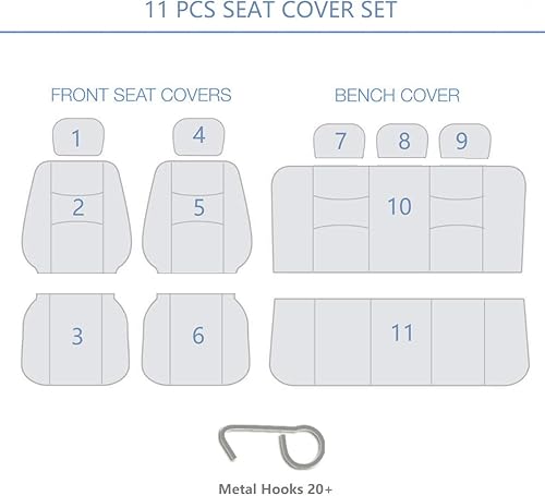 Miniatura 8 de Flying Banner Juego de fundas de asiento de coche para asientos delanteros y asiento trasero, funda de poliéster en relieve, patrón de bloque de