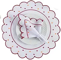 Soulplast Jogo Americano com Guardanapo, Tecido Oxford Engomado, 12 ou 24 Peças, Bordado Poá, 50x35cm (Poá (Bordô), 12 Pçs)