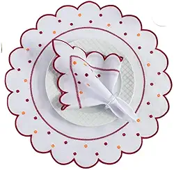 Soulplast Jogo Americano com Guardanapo, Tecido Oxford Engomado, 12 ou 24 Peças, Bordado Poá, 50x35cm (Poá (Bordô), 12 Pçs)