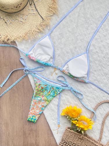 Bikini Femmes Set Triangle Rayé S | Maillot de Bain 2 Pièces Plage Été