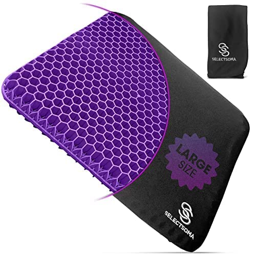 Large Purple Gel Seat Cushion For Long Sitting – Car Seat Cushion And Office Chair Cushion For Back, Sciatica, Hip, Tailbone Pain Relief – Wheelchair Cushion For Pressure Relief – Gaming Chair Cushion #TOP3