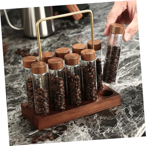 Set de tubos para café con base de madera OSALADI miniatura 6