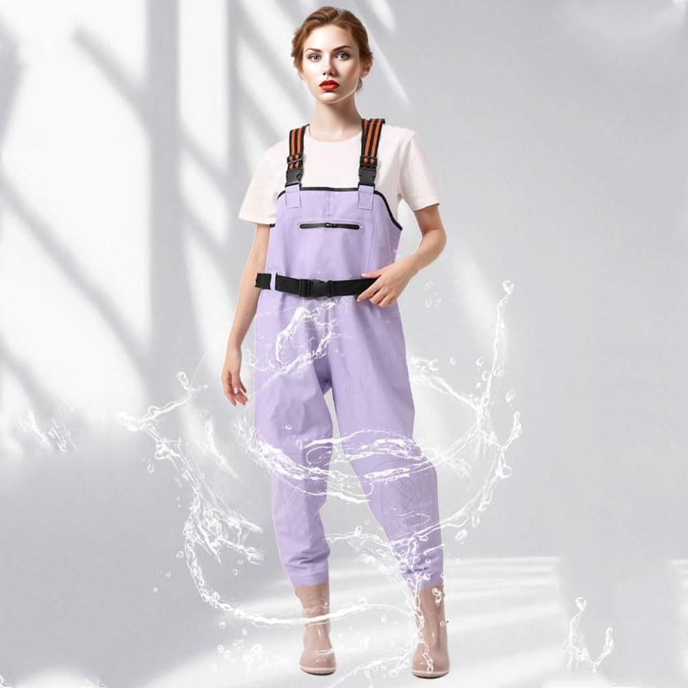 Wathose Damen Wasserdicht,2-Ply Neopren Wathose,Anglerhose Damen mit Stiefel,Wathose Atmungsaktiv,Crosswater Waders für Baustellen,Angeln, Bauernhöfe,Gärten