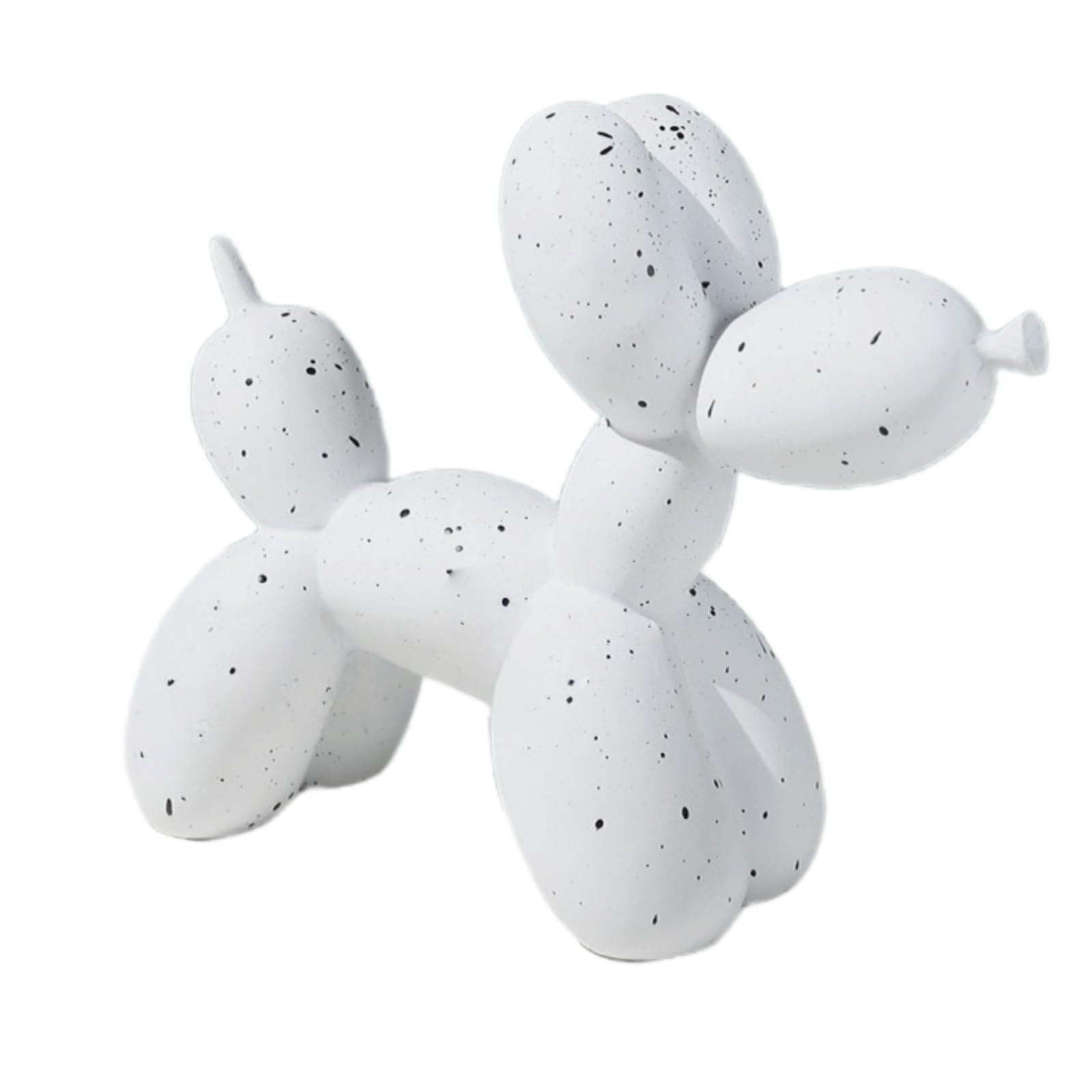 YOYUMI Balloon Dog Sculpture Ornament, Resin Material, Perfect for Living Room and Office Desk Decor, Small Size 19 * 8.5 * 17cm-White Spots