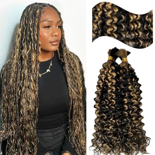 Water Wave Braiding Hair Highlights Blonde Curly Human Hair for