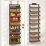 Cransidium Over the Door Pantry Organizer: Pantry Organization and Storage with Hanging Basket - 9-Tier Metal Spice Rack Adjustable Shelves for Kitchen Bedroom Bathroom & Laundry Room Black
