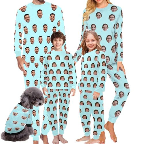 Artsadd Personalized Matching Christmas Pajamas Sets with Photos Custom Christmas Pjs for Family Xmas Sleepwear Pjs 1-5 Faces