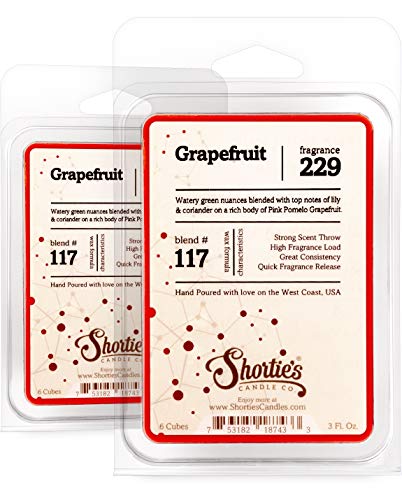 Shortie's Candle Company Grapefruit Wax Melts Multi Pack - Formula 117-2 Highly Scented 3 Oz. Bars (6 Oz. Total) - Made with Essential & Natural Oils - Fruit & Berry Air Freshener Cubes Collection