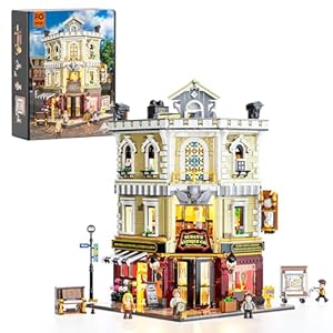 Funwhole Antique-Store Lighting Building-Bricks Set – City Town Corner Collectibles Shop LED Light Modular Building Model Set 2847 Pcs for Adults and Teen