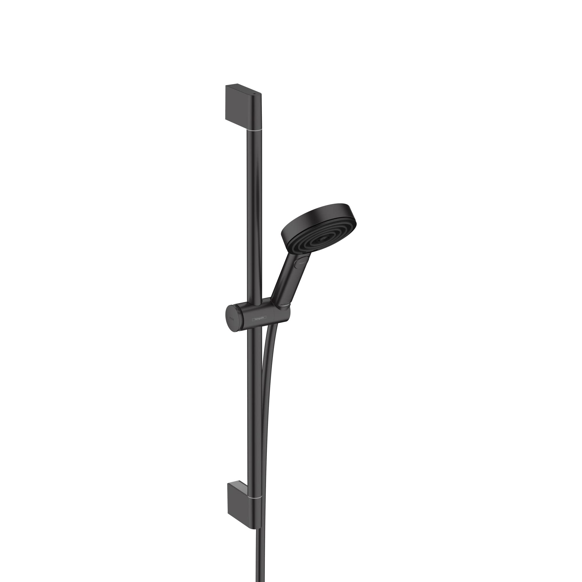 hansgrohe Pulsify S 1-Spray Handshower with Slide Bar and Hose, PowderRain, IntenseRain, Pulsating Massage, in Matte Black, 24161671