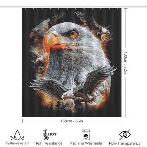 Rideaux de douche tissu lavable pour baignoire Aigle imperméable 168x183 cm - 4