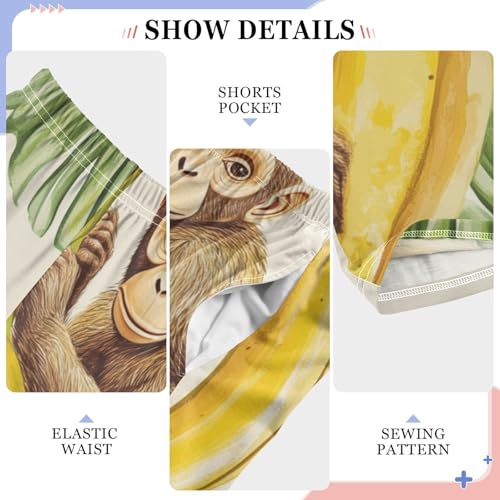 Monkey Banana Leaf Boys Long Pants Soft Trousers Elastic Waist Kids Lounge Bottoms with Pockets S-XL4