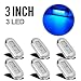 Partsam 6Pcs 3" Interior/Exterior Blue 3LED Courtesy Cabin Walkway Accent Light Sealed