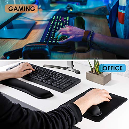 image for KTRIO 2-in-1 Keyboard Wrist Rest, Memory Foam Wrist Pad for Keyboard, 