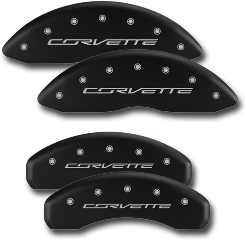 C7 Stingray Brake Caliper Cover Set with Corvette Script : Matte Black for 2014-2019 Corvette