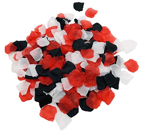 Joinwin 1200PCS Artificial Silk Rose Petals White Red Black Flower Petals for Wedding Flower Girl Table Centerpiece Aisle Runner Party Dinner Table Decoration