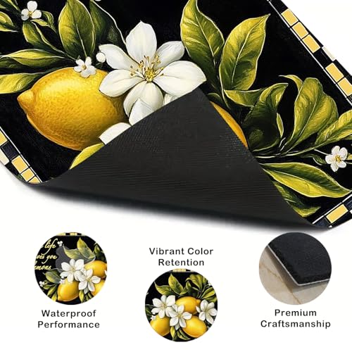 Image of Nuxovilar Stove Top Cover Glass Stove Top Cover Protector Lemon Floral Pattern Polyester Diatomaceous Earth Mixture 28.65x20.47inch Decorative Kitchen Mat Countertop, Dining Table, Coffee Bar