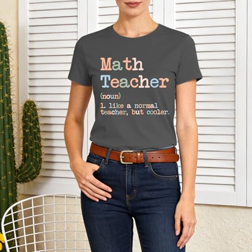 Image of Math Teacher Shirts for Women-Teaching Life Short Sleeves | Featuring inchMath Teacher (noun) Like a Normal Teacher But Cooler inch Design Great Gift for Math Lovers & Educators