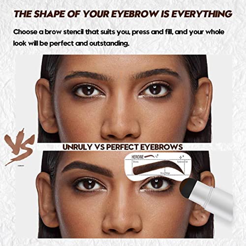 Eyebrow Stamp, Eyebrow Stencil Kit And Eyebrow Brushes, Brow Stamp And 10 - Shaping Kit For Perfect Brow, Long-Lasting, Waterproof Eyebrow Pomade. (Dark Brown) #TOP2