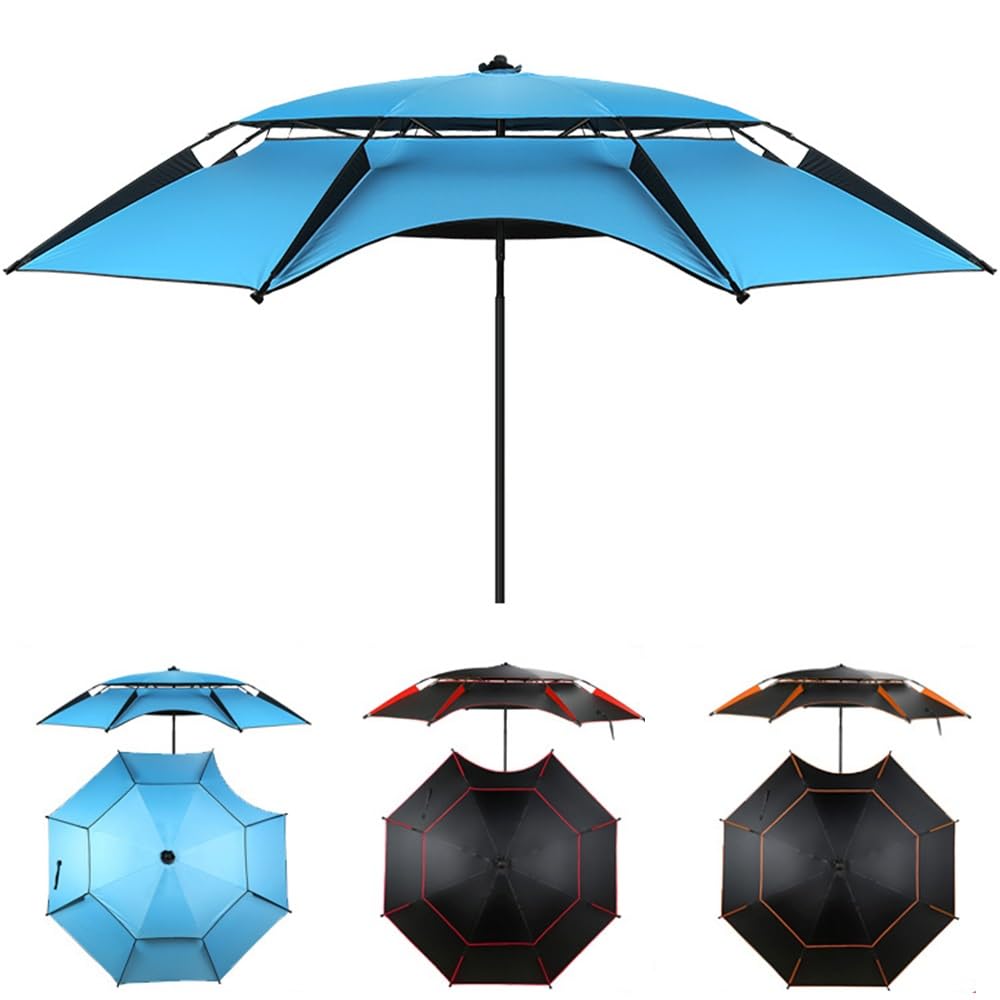 Sombrilla De Pesca Grande Sombrilla De Playa Antiviento Protección Solar Parasol De Pesca Portátil con Ancla De Arena 220cm 240cm(Blue,2.2m)