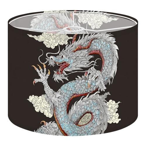 Drum Lamp Shade Japanese old Dragon sticker black Chinese dragon