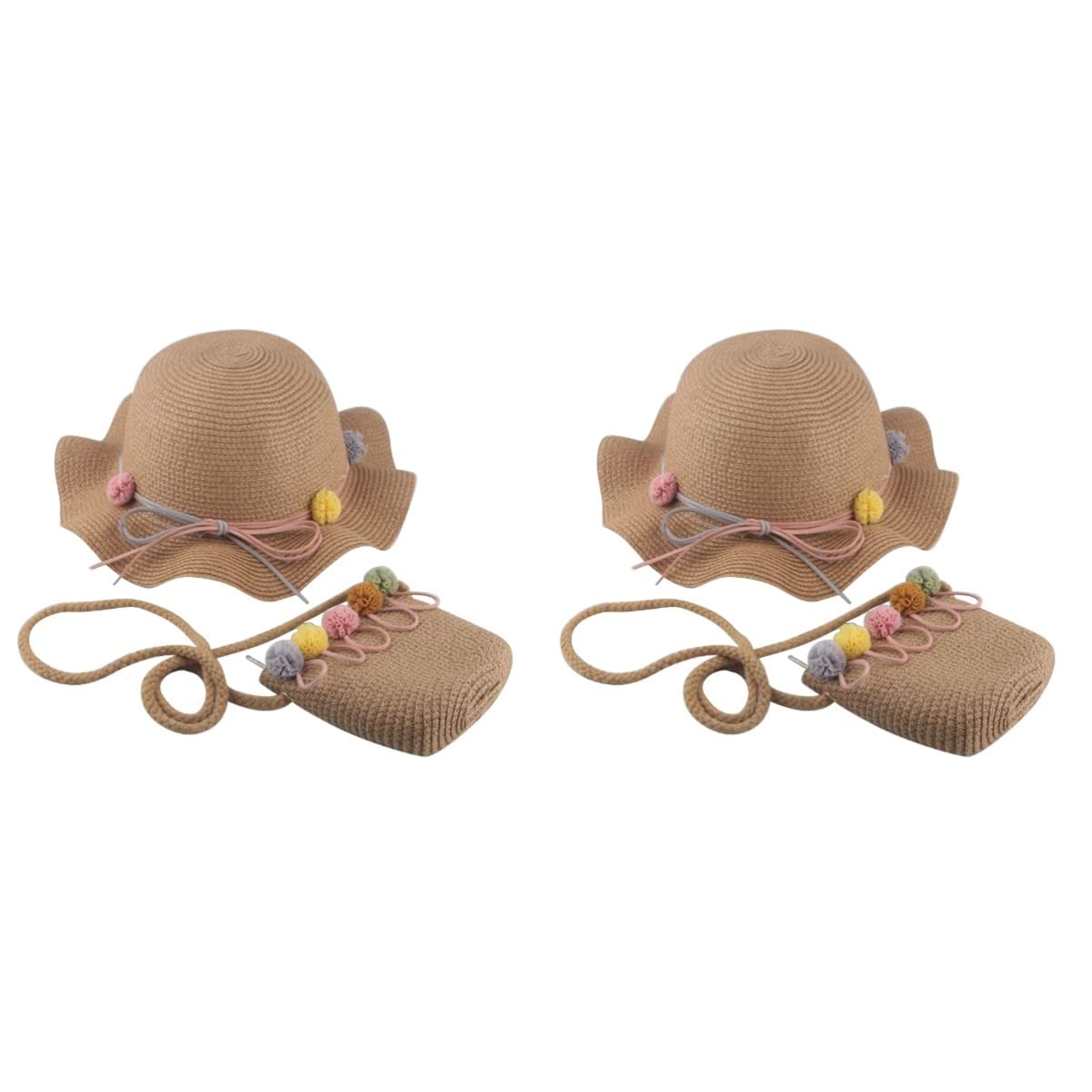 SOIMISS 2st Strandtasche Strohhandtaschen Mit Reißverschluss Rattan Geldbörse Klein Gewebte Umhängetasche Strandhut Große Krempe Sonnenhut Kleinkind Kinder Hölzern Kopfbedeckung Baby