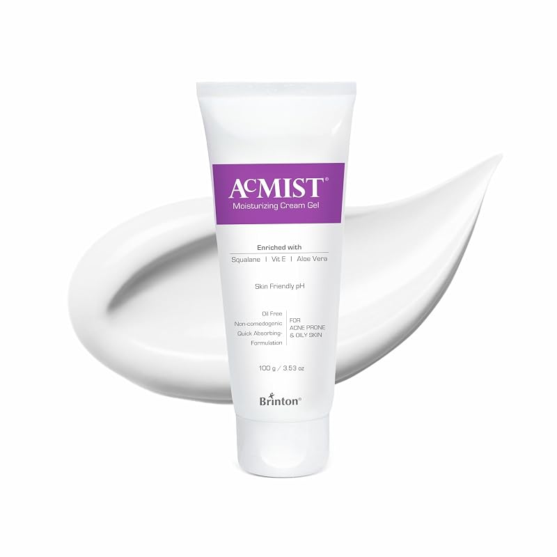 Acmist Gel Creme Hidratante Facial Brinton com Vitamina E, Aloe vera e Esqualano, 100 g
