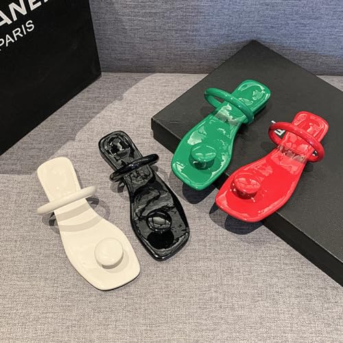 Tokouk Women'S Summer Beach Thong Patent Leather Flat Slippers Casual, Comfortable And Fashionable Slippers3