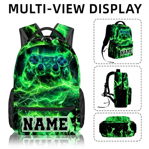 Kids Backpacks for Boys Back to School Gifts for Son Personalized Game Bookbag Supplies with Pockets for Elementary Middle School 17 Inch Custom School Backpacks for Gaming Lovers, 033