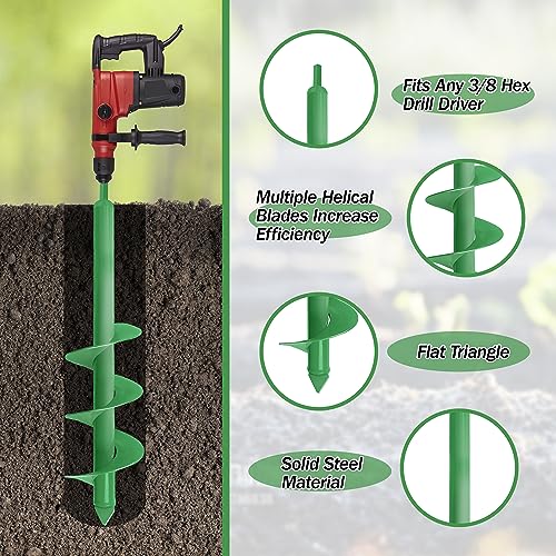 Cyleodo C002101 Auger Drill Bit For Planting, 4X25Inch Garden Earth Auger Drill Bit, Spiral Drill Hole Rapid Planter Seedling & Bedding Plant,Ground Planting Drill Bit Auger Post Hole Digger thumb #3