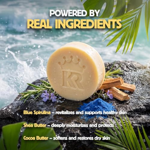 Image of Organic Cold Process Soap Bars for Men, Moisturizing Body Wash 3-Pack | Handcrafted Detoxifying Skincare Set Lasts 3X Longer, USDA Organic, Sulfate & Paraben Free, 3 x 4 oz Tropic Tide