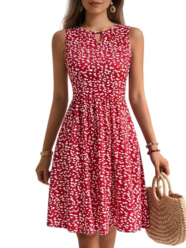 Image of GUBERRY Womens Summer Dress Sleeveless Crewneck Flowy Sun Dresses Casual Midi Dresses with Pockets