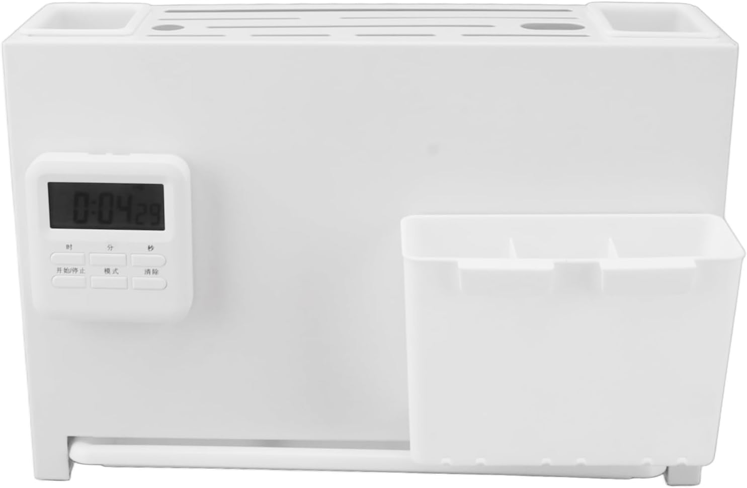 Multifunctional Knife Holder Wall Mounted Countertop White Magnetic Chopstick Holder Timer Kitchen Knife Holder for Home Kitchen Restaurant