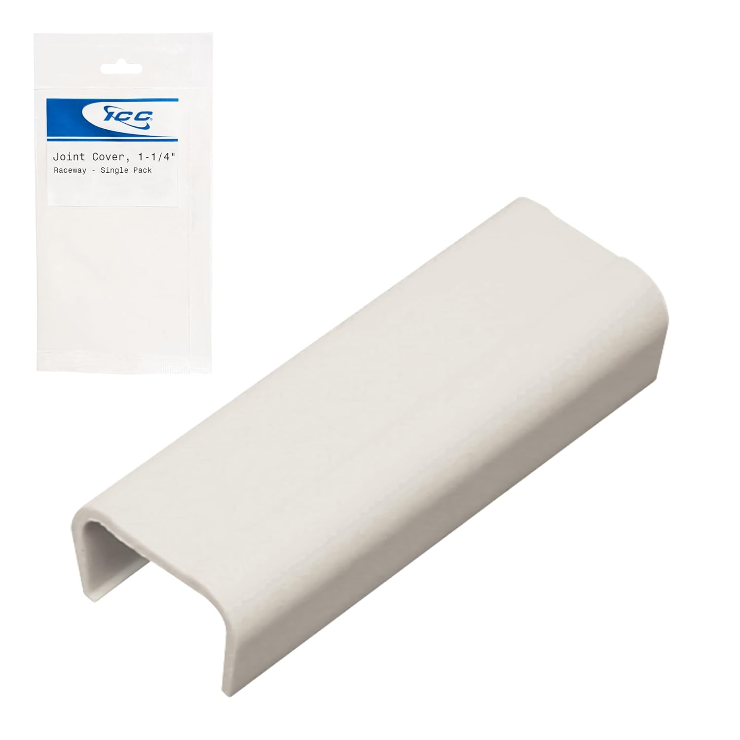 ICC Raceway Joint Cover, Wire Organizer and Cable Management Fitting, Cord Cover for Wall & Floor, 3/4", Pack of 10, White